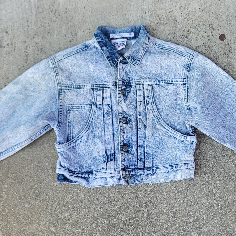 Vtg Code Bleu Acid Washed Cropped Distressed Jean Denim  Japanese Jacket - Picture 2 of 9